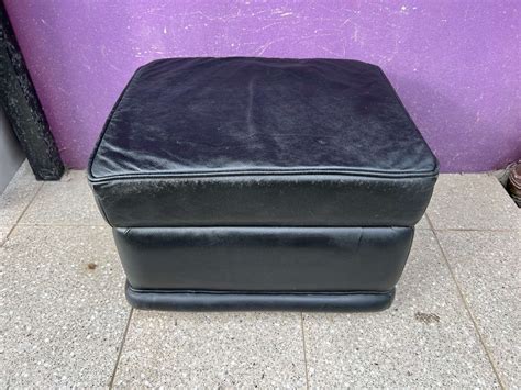 Black leather storage footstool - We Probably Have It