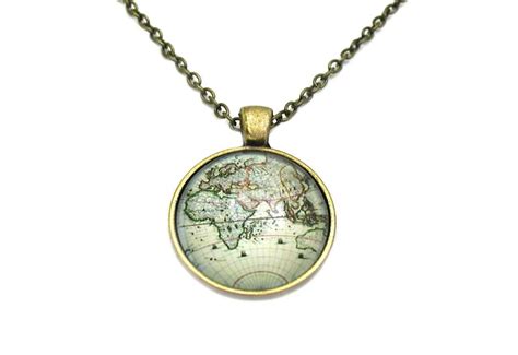 World Map Necklace Map Pendant Map Jewelry Explore Etsy