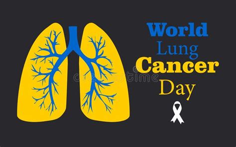 World Lung Cancer Day August Horizontal Dark Banner Stock Vector