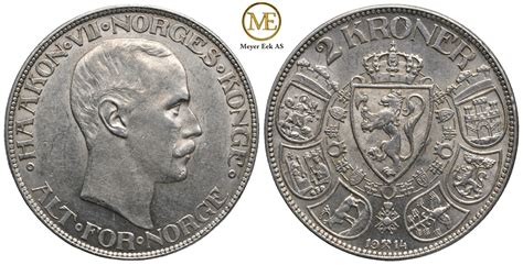 Meyer Eek Auksjon 2 Kroner 1914 Haakon VII Kv 01