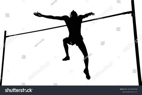 High Jump Male Athlete Black Silhouette Stock Vector Royalty Free