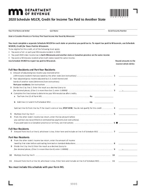 Mn Dor Schedule M Cr Fill And Sign Printable Template