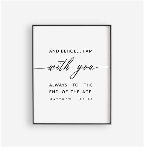 Matthew 28 20 I Am With You Always Bible Verse Wall Art Etsy