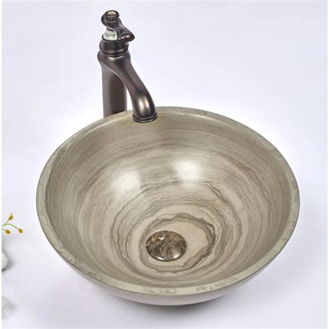 Buy 420420140mm Wooden Marble Stone Round Above Counter Art Basin