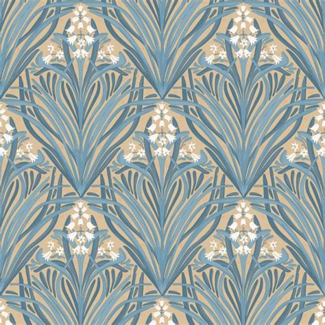 Elegance Bellflower Wallpaper Ochre Green Muriva M66104