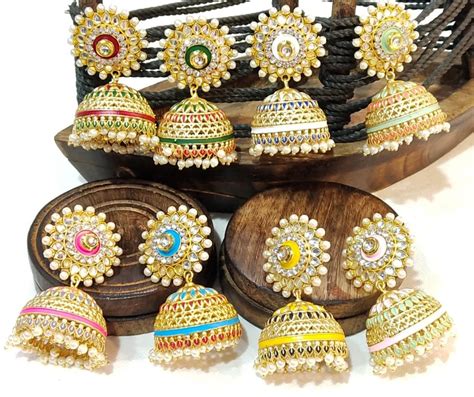 Golden Brass Meenakari Earring At Rs 290 Pair In Jaipur ID 22002759462