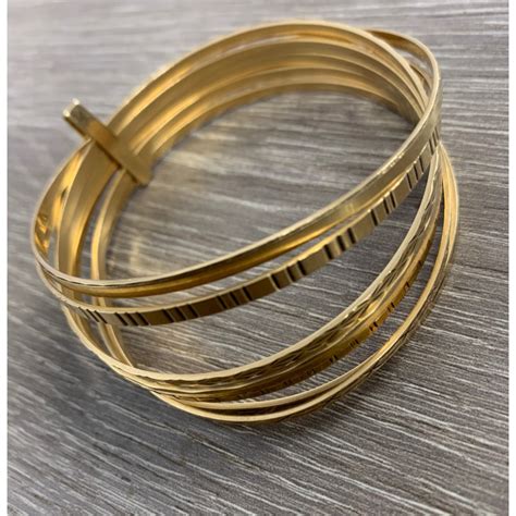 Magnifiques Bracelets Joncs Semainier En Or Jaune 18k