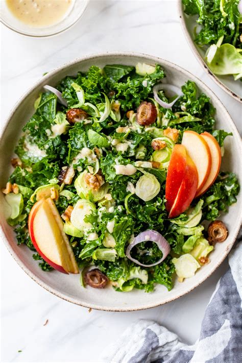 Kale Apple And Brussels Sprouts Salad The Almond Eater