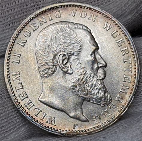 Württemberg Kaiserreich Deutschland Germany 3 Mark 1912 F König Wilhelm