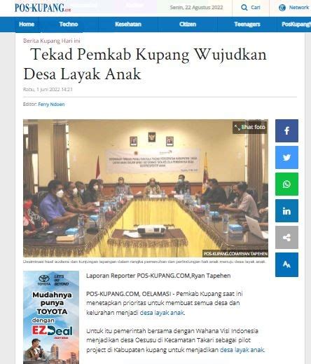 Tekad Pemkab Kupang Wujudkan Desa Layak Anak Wahana Visi Indonesia