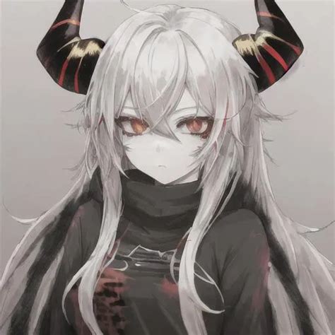 Anime Demon Girl With White Hair