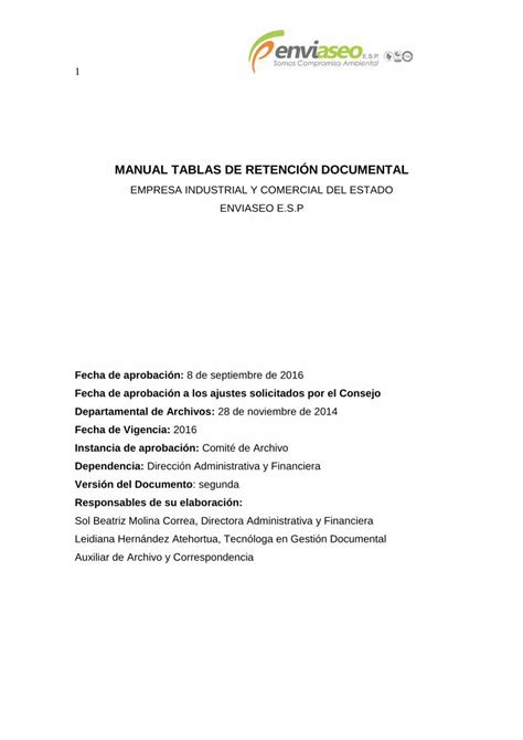 Pdf Tablas De Retencion Documental Enviaseo Gov Co Wp Content