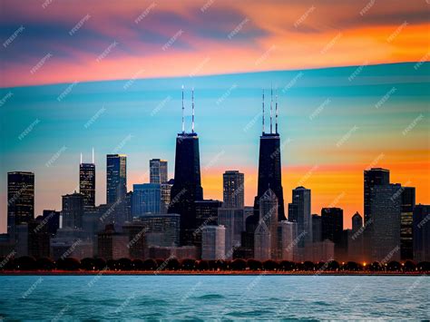 Premium AI Image | The Chicago skyline A majestic Chicago skyline that ...