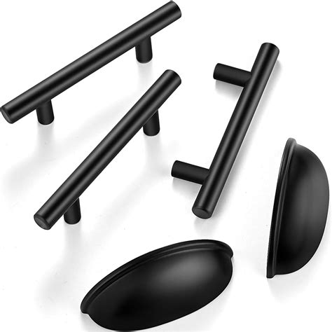 Ravinte 30 Pack 5 Inch Matte Black Cabinet Pulls And 15 Pack 3 Inch Flat