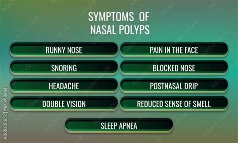 symptoms of Nasal polyps. Vector illustration for medical journal or ...