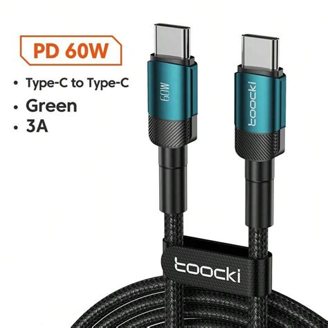 Cable Toocki Usb Tipo C A Usb C De 60w Cargador De Carga Rápida Pd Cable Tipo C De 1m 2m 3m