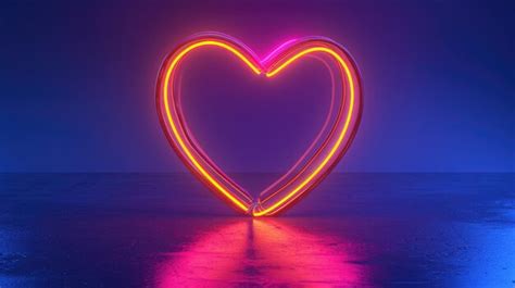 Premium Photo Happy Valentine Day Neon Heart Banner With Copy Space