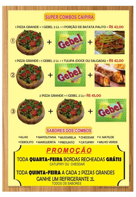 Menu em Pizzaria Forno Caipira Poços de Caldas