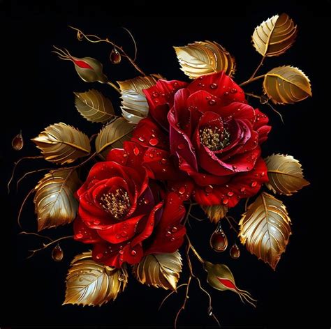 Red and Gold Roses III Waterproof Fabric Panel for a Bag 52x52 Cm - Etsy