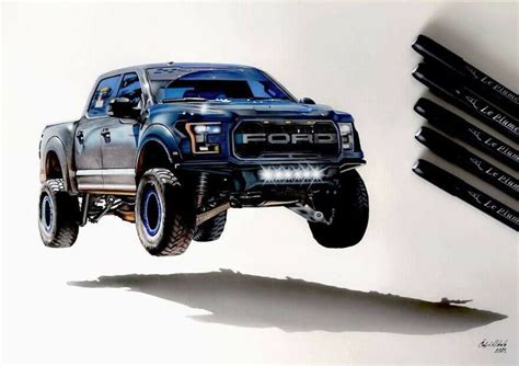 Photo Realistic Car Drawings Car Drawings Amazing Cars Ford Raptor