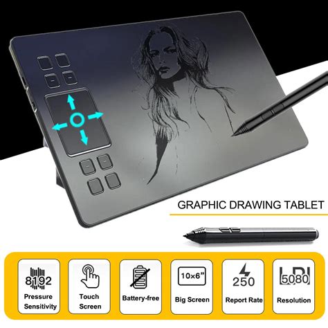 A50 Graphics Drawing Tablet Digital Pen Tablet with 8192 Levels Passive ...