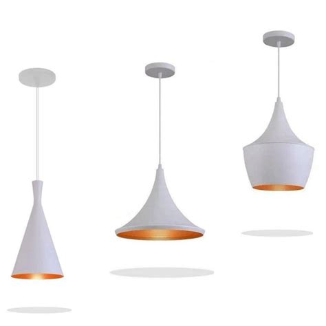 Conjunto Lustres Pendentes Tom Dixon Aluminio Branco Cobre E Led Brasil