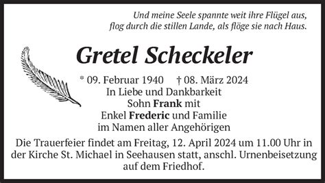 Traueranzeigen Von Gretel Scheckeler Trauer Merkur De