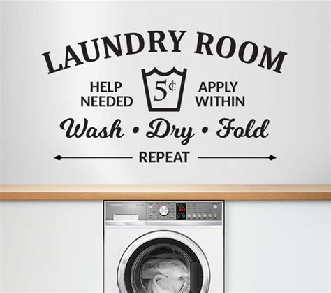 Laundry Room Vinyl Wall Decal Stickers Wash Dry Fold