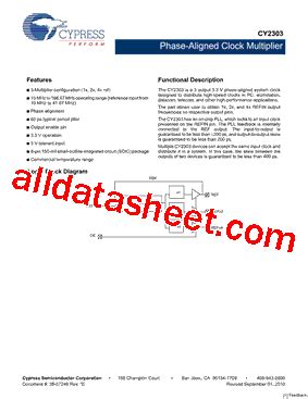 CY2303SXCT Datasheet PDF Cypress Semiconductor