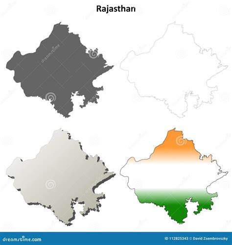 Rajasthan Blank Detailed Outline Map Set Stock Vector - Illustration of ...