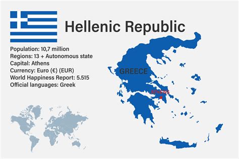 Highly detailed Greece map with flag, capital and small map of the ...