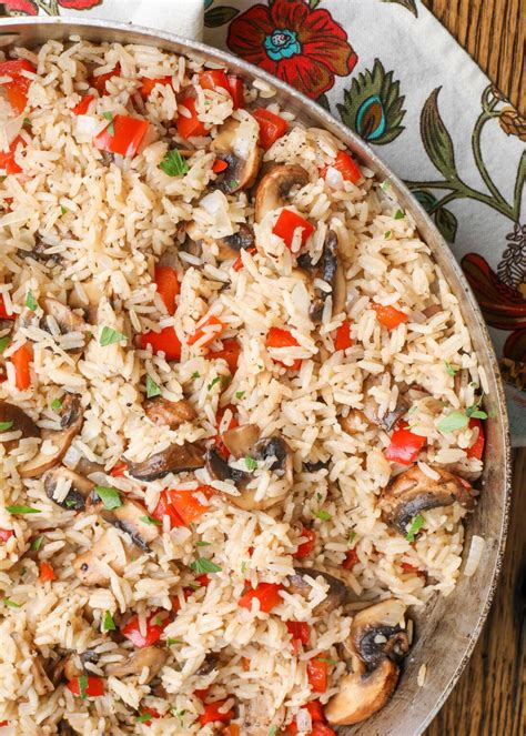 Mushroom And Red Pepper Rice Pilaf Barefeet In The Kitchen