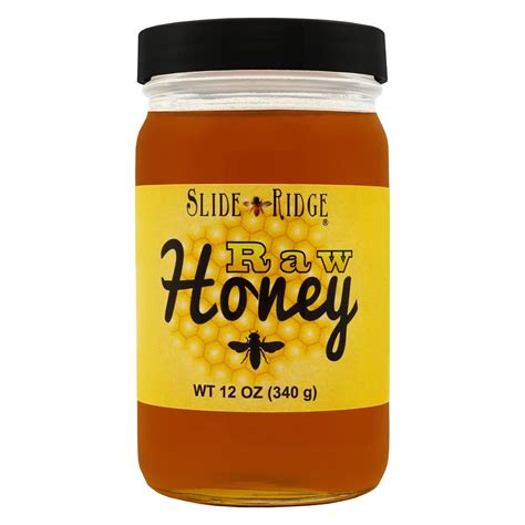 Slide Ridge Raw Honey 12 Oz Glass Jar All Natural And Unfiltered 1 Pack