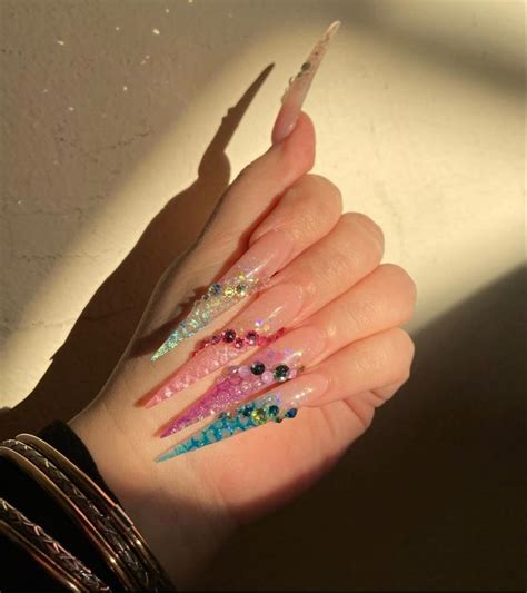 Ig Dee Nailzz Long Acrylic Nails Bling Acrylic Nails Punk Nails