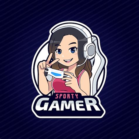 Premium Vector Sporty Gamer Girl Character Esport Logo Template