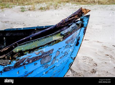 Boat Wreck On A Beach Stock Photo Alamy