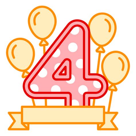 4th Birthday Number Decor PNG Art Free Vector Download | FreeImages