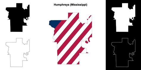 Humphreys County, Mississippi outline map set 43337571 Vector Art at ...