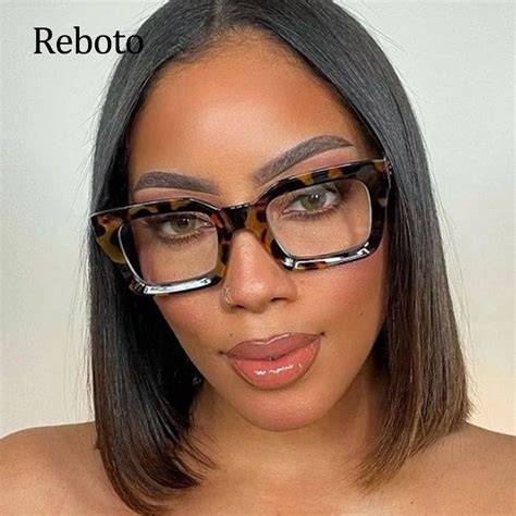 Oversized Square Glasses Frame Women Optical Vintage Style Leopaes Eyeglasses Frames For Women