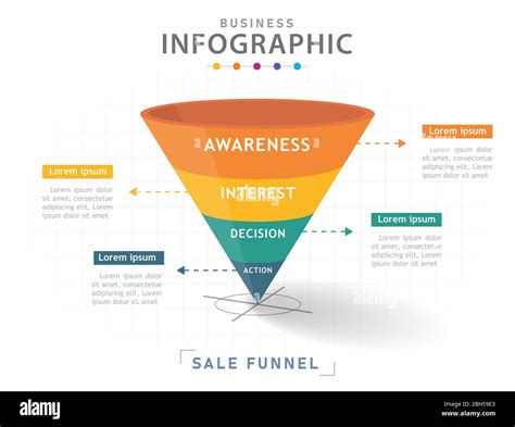 Infographic Template For Business Steps Modern Sales Funnel Diagram