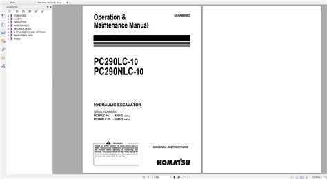 Komatsu Hydraulic Excavator Pc290lc 10 Pc290nlc 10 Operation And Maintenance Manual Uenam00932