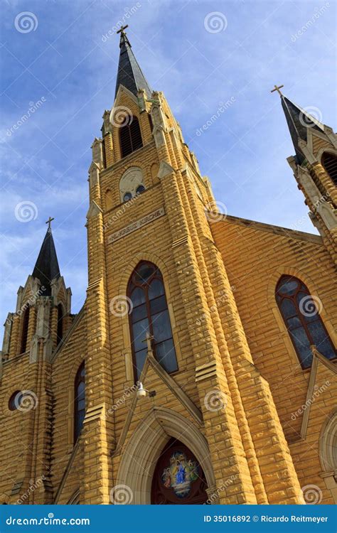 Beautiful Gothic Style Church Steeples Rise High I Stock Photo Image