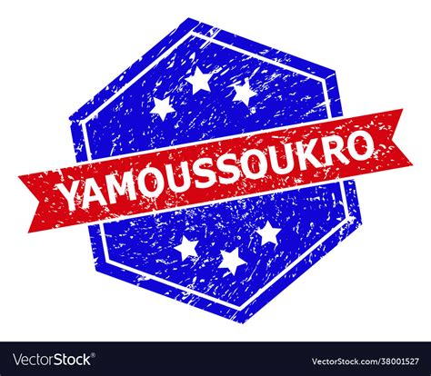 Hexagonal Bicolor Yamoussoukro Rubber Stamp Vector Image