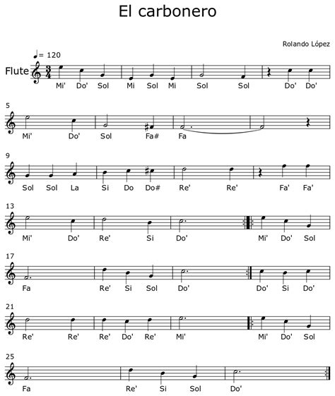 El Carbonero Sheet Music For Flute