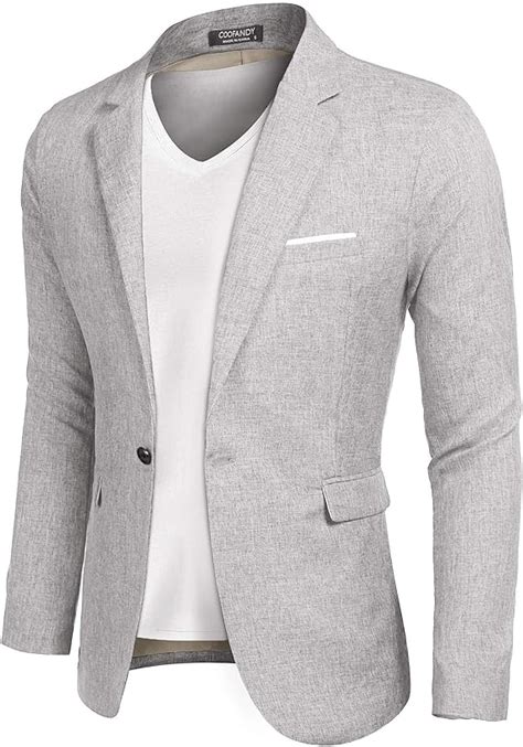 Coofandy Herren Sakko Leinenstruktur Slim Fit Männer Blazer Modern