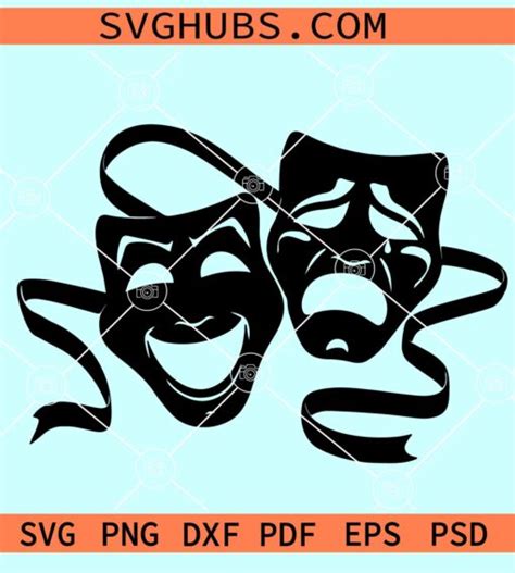 Theater Masks Svg Comedy Tragedy Svg Theatrical Mask Png