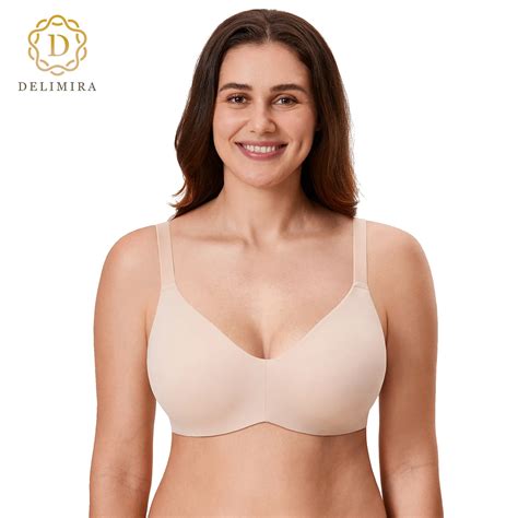 Delimira Womens Minimizer Bras Seamless Plus Size Full Coverage Underwire Unlined Bra B C D Dd E