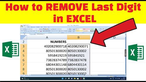 How To Remove Last Digit From Number In Excel Excel Basics Learn To