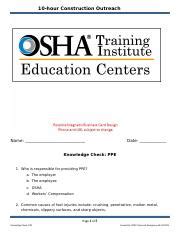 Osh Lesson Plan Outline Health Hazards Docx Hour Construction