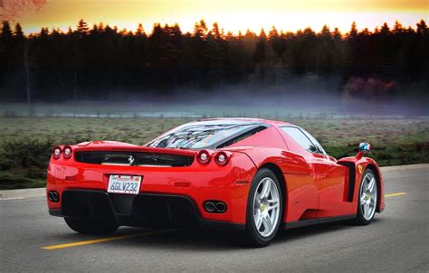 Wallpaper Road Forest Sunset Red Markup Red Ferrari Ferrari For